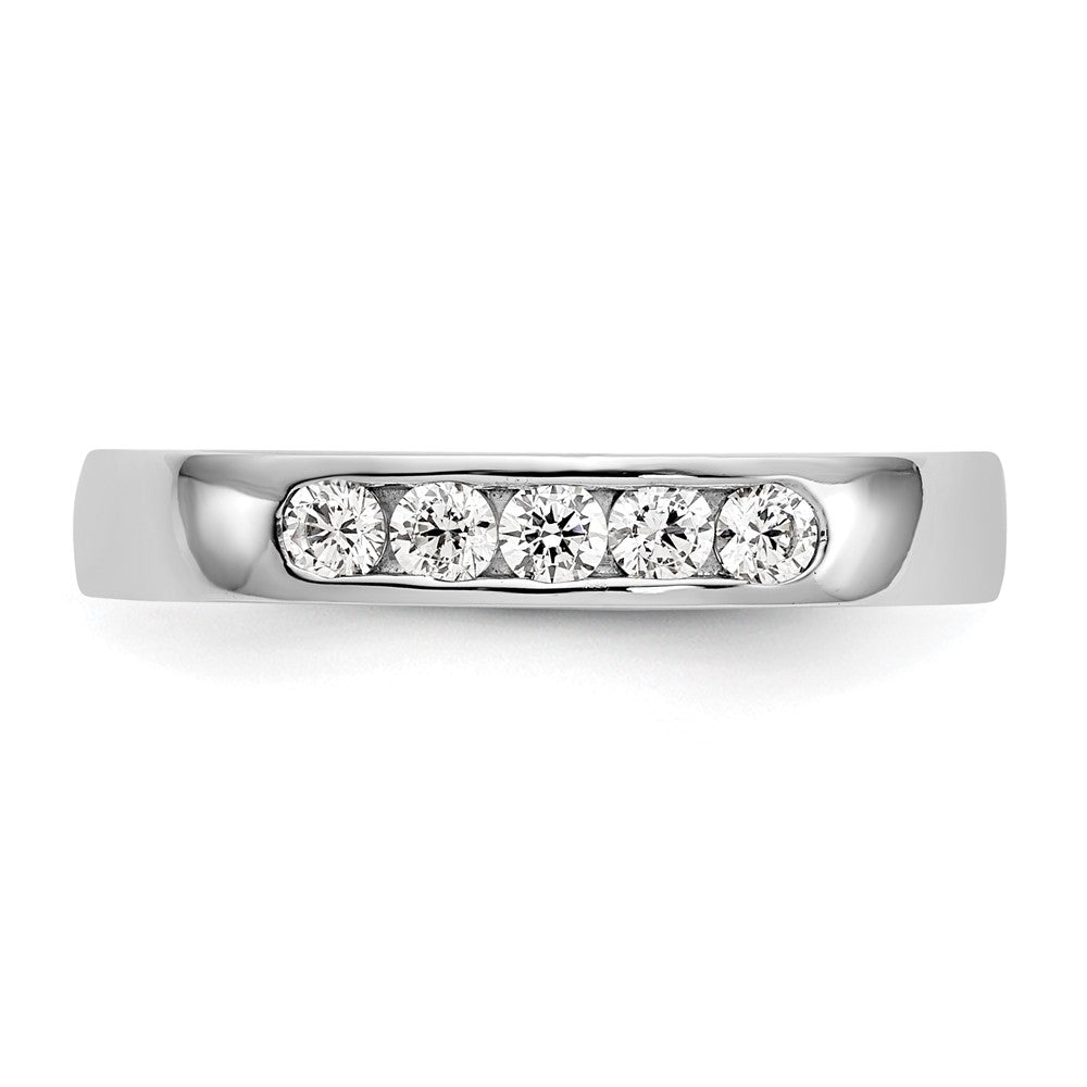 14K White Gold 5-Stone Real Diamond Channel Band