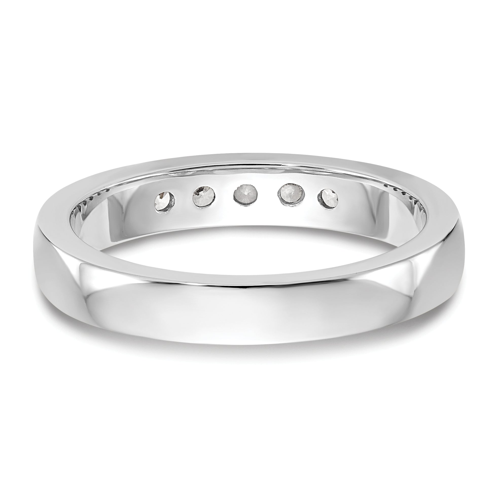 0.26ct. CZ Solid Real 14K White Gold 5-Stone Channel Wedding Band Ring