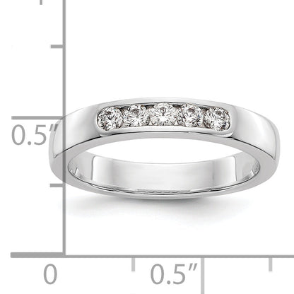0.26ct. CZ Solid Real 14K White Gold 5-2.4mm Stone Channel Wedding Band Ring