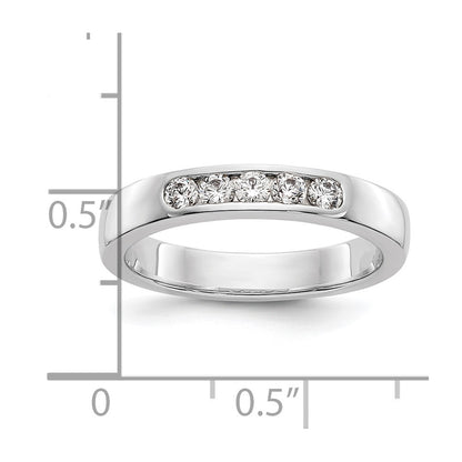 14k White Gold 5-Stone 1/4 carat Round Diamond Complete Channel Band