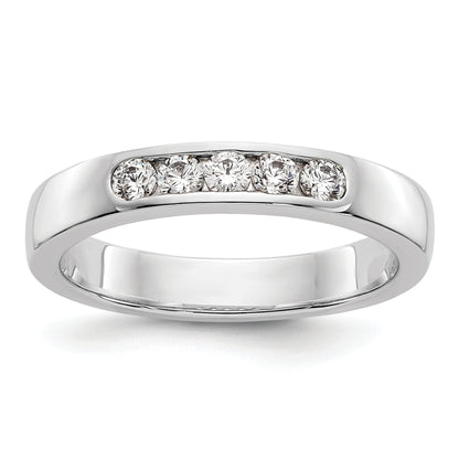 0.26ct. CZ Solid Real 14K White Gold 5-2.4mm Stone Channel Wedding Band Ring