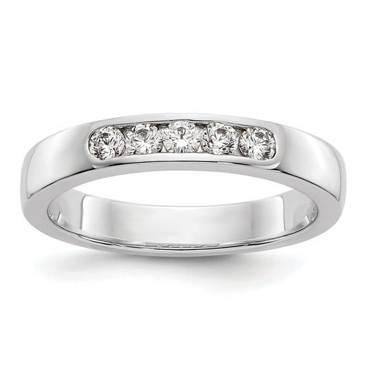0.26ct. CZ Solid Real 14K White Gold 5-2.4mm Stone Channel Wedding Band Ring