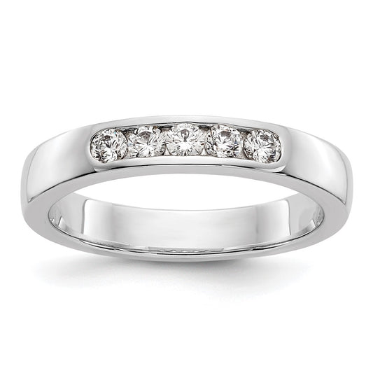 14K White Gold 5-Stone Real Diamond Channel Band