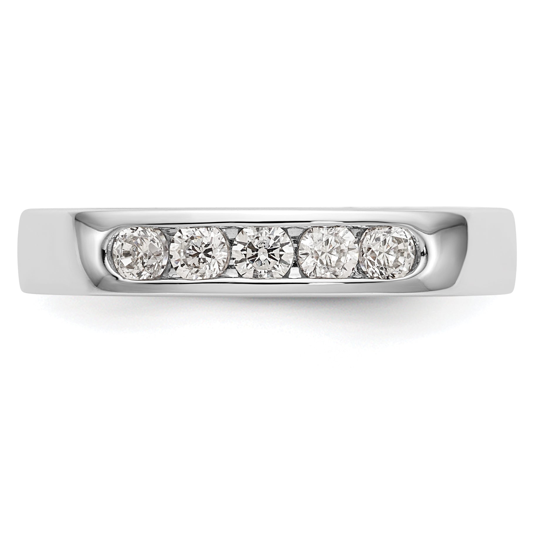 0.35ct. CZ Solid Real 14K White Gold 5-2.6mm Channel Wedding Band Ring