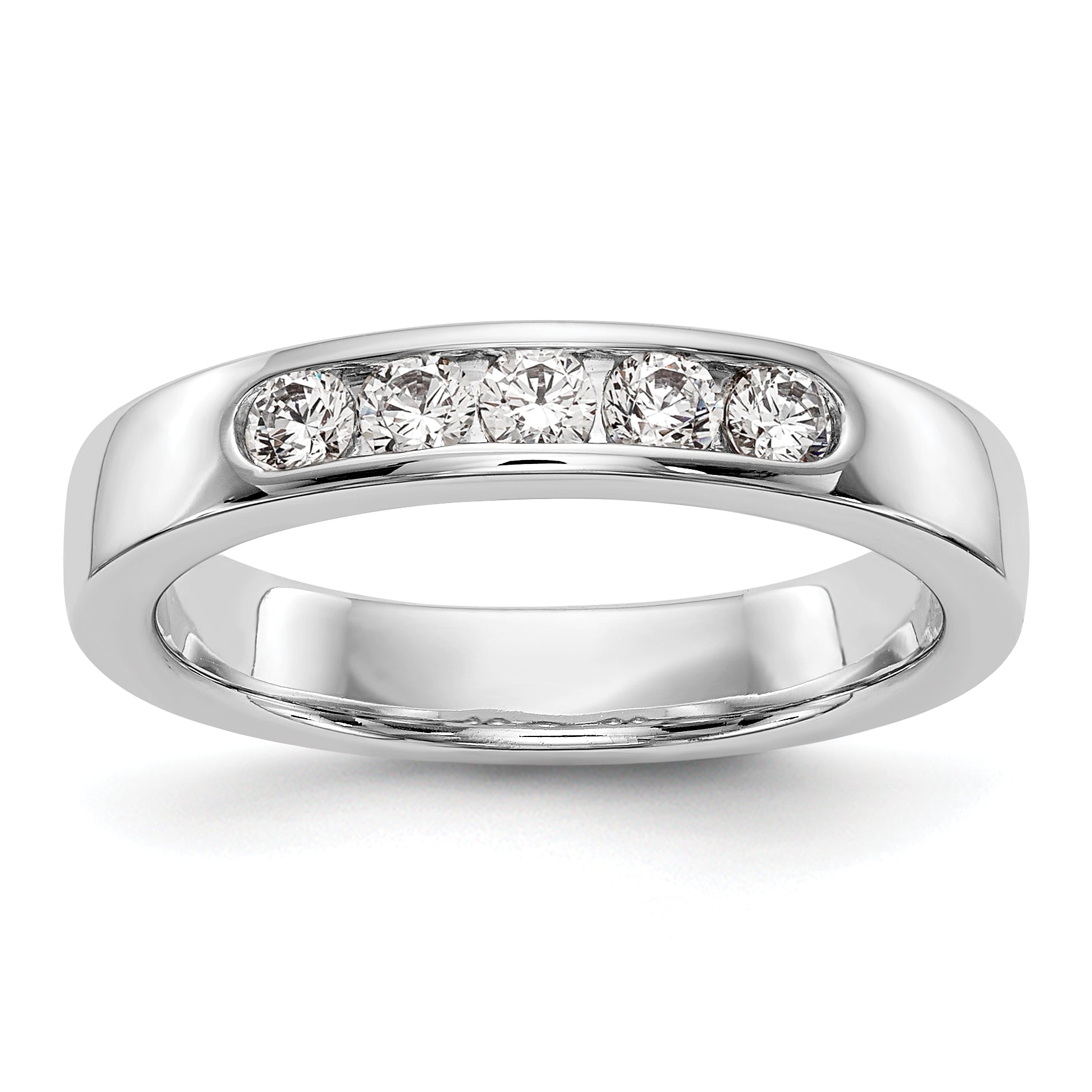 0.35ct. CZ Solid Real 14K White Gold 5-2.6mm Channel Wedding Band Ring
