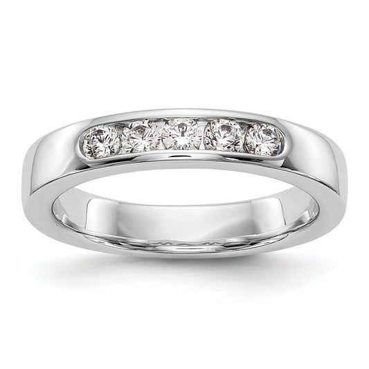 0.35ct. CZ Solid Real 14K White Gold 5-2.6mm Channel Wedding Band Ring