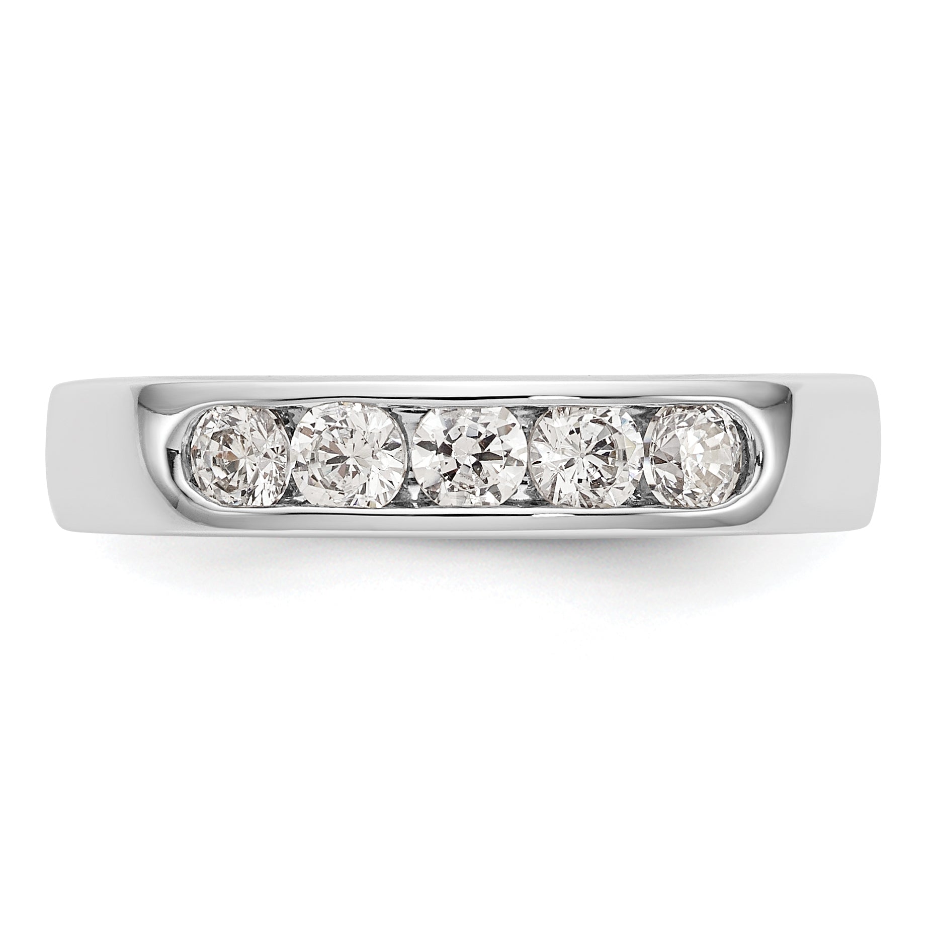0.47ct. CZ Solid Real 14K White Gold 5-2.9mm Stone Wedding Band Ring