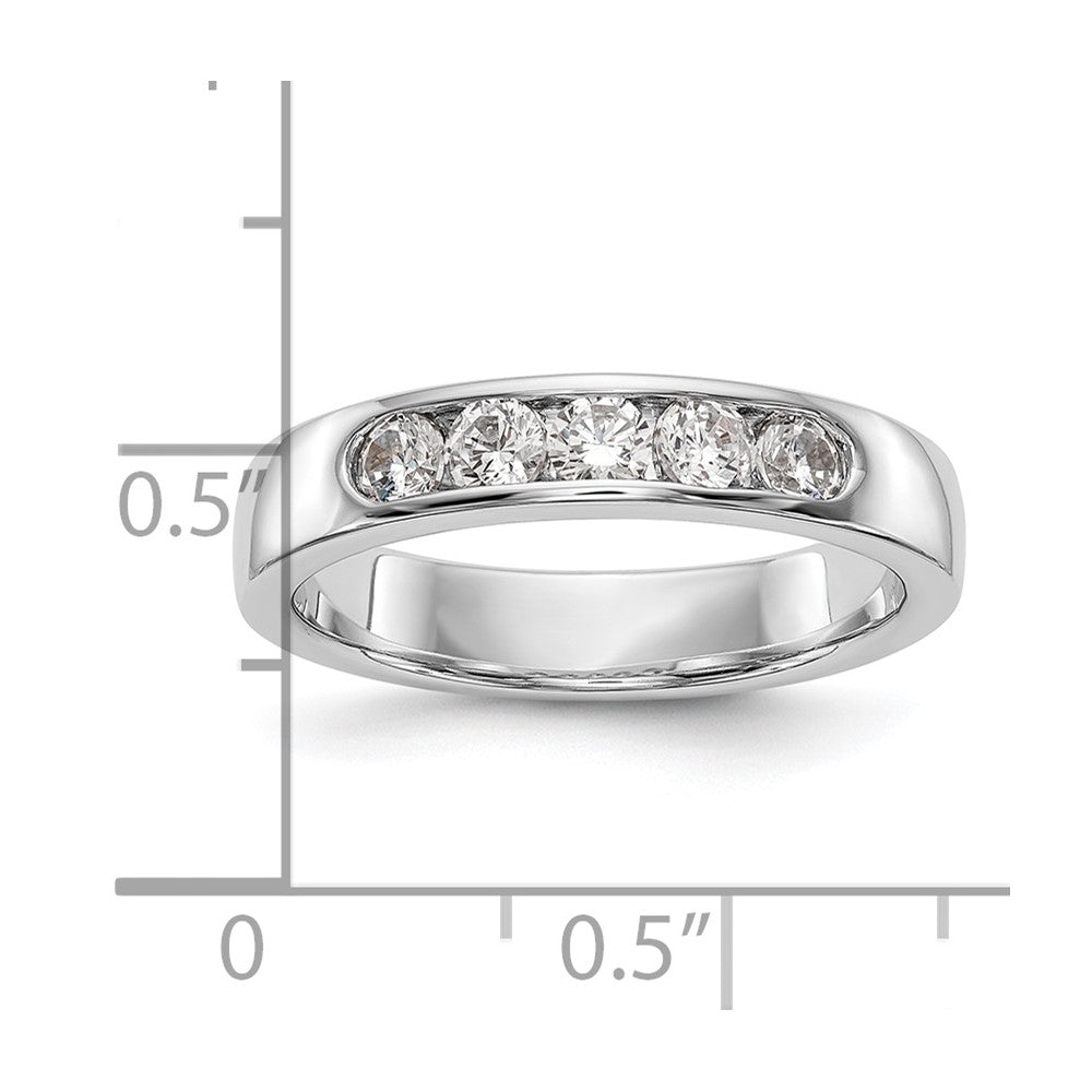 14k white gold 5 stone real diamond channel band y7017a