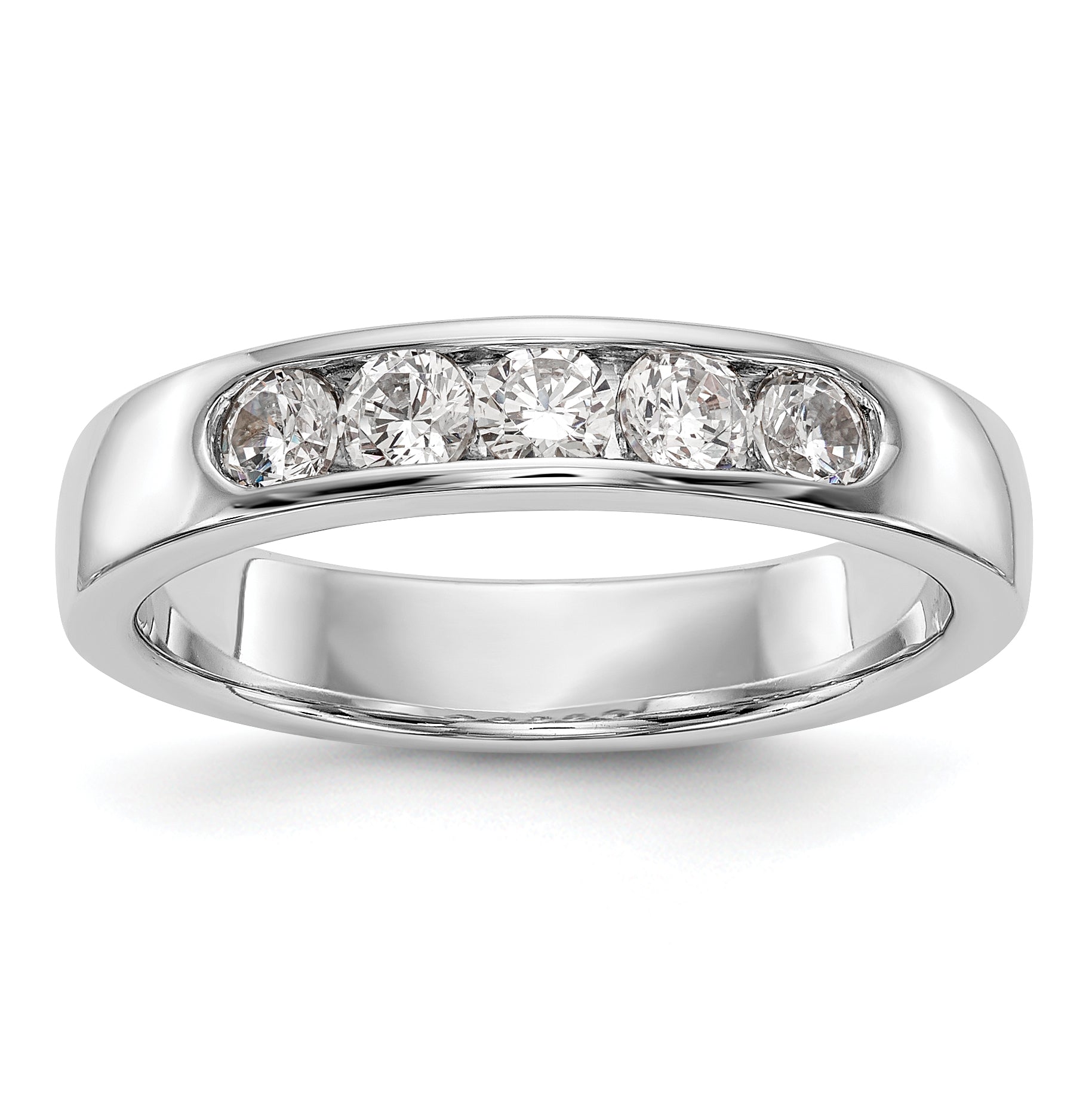 0.47ct. CZ Solid Real 14K White Gold 5-2.9mm Stone Wedding Band Ring