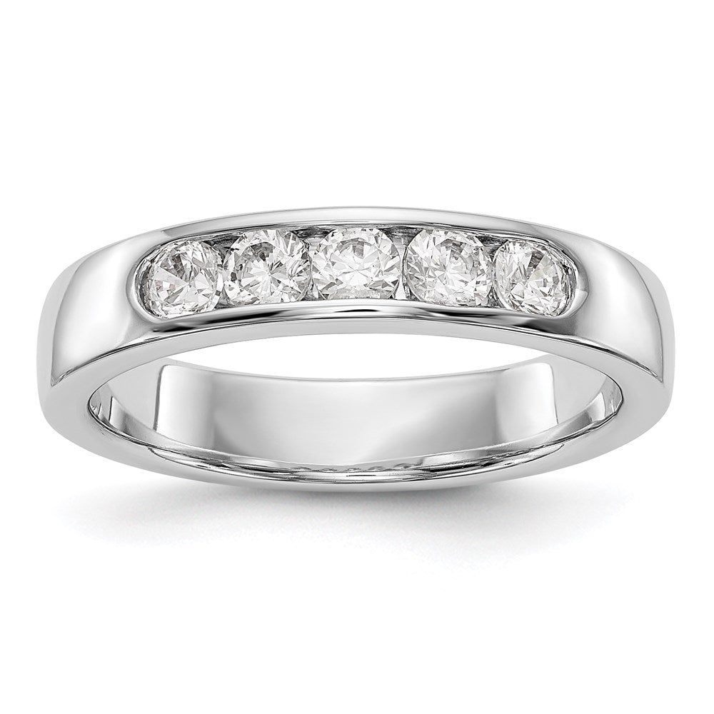 14k white gold 5 stone real diamond channel band y7017a