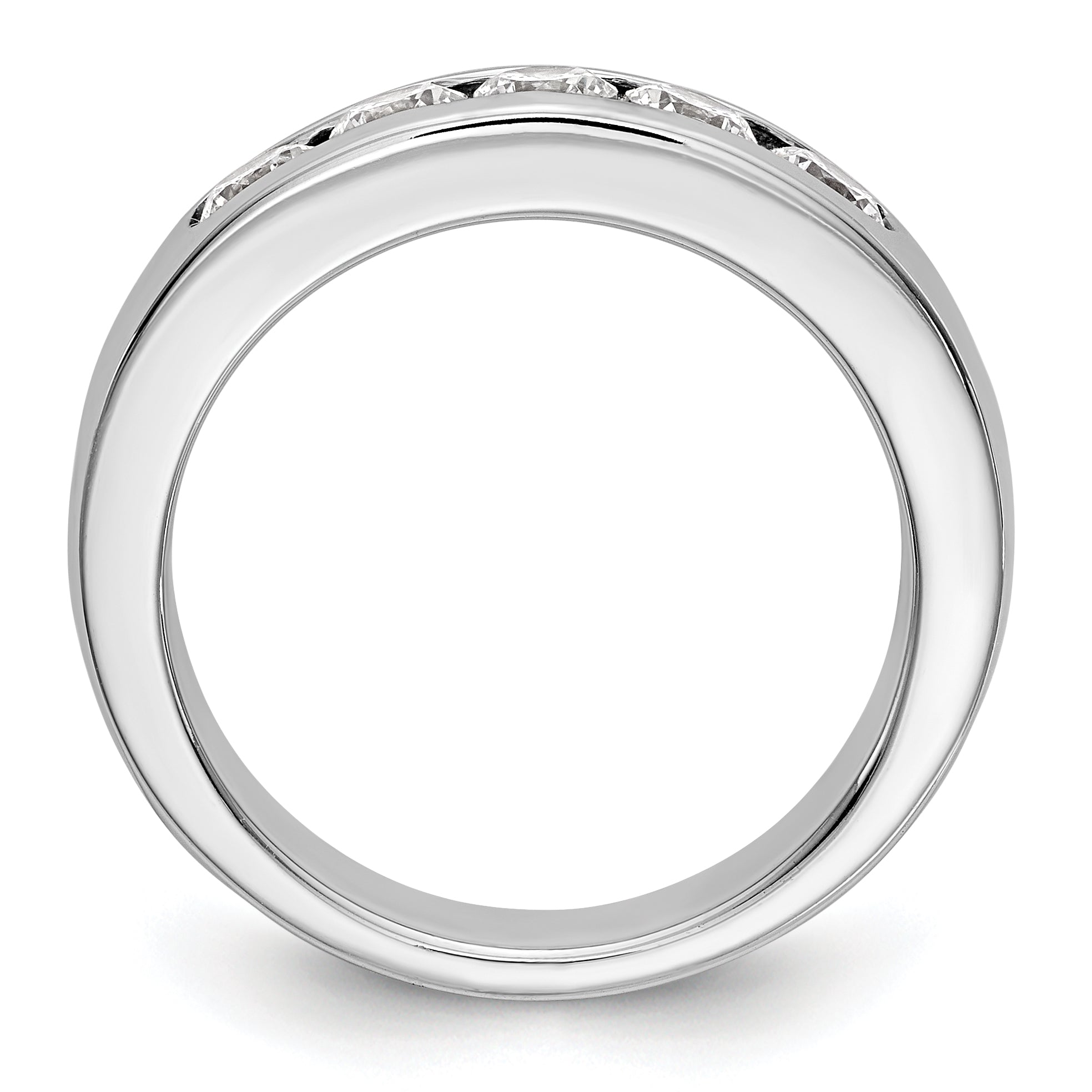 0.75ct. CZ Solid Real 14K White Gold 5-Stone Channel Wedding Band Ring
