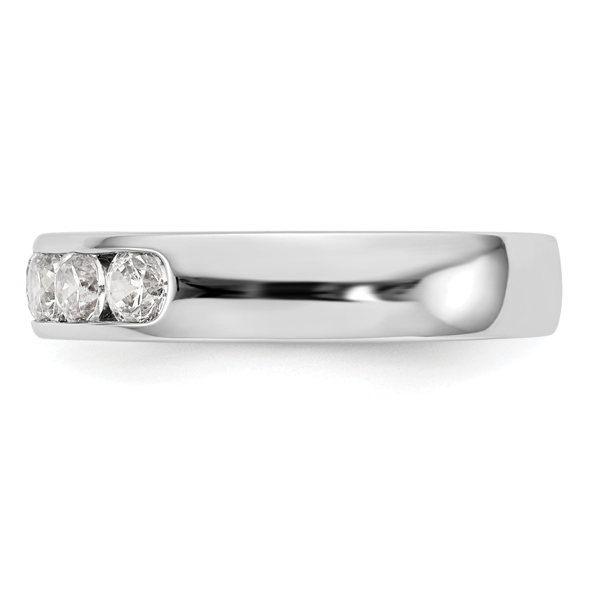 0.75ct. CZ Solid Real 14K White Gold 5-3.4mm Stone Channel Wedding Band Ring