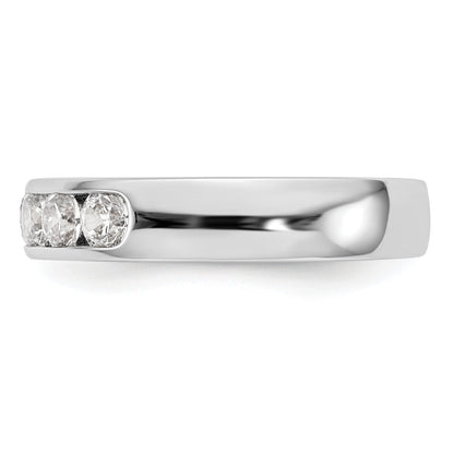 0.75ct. CZ Solid Real 14K White Gold 5-3.4mm Stone Channel Wedding Band Ring