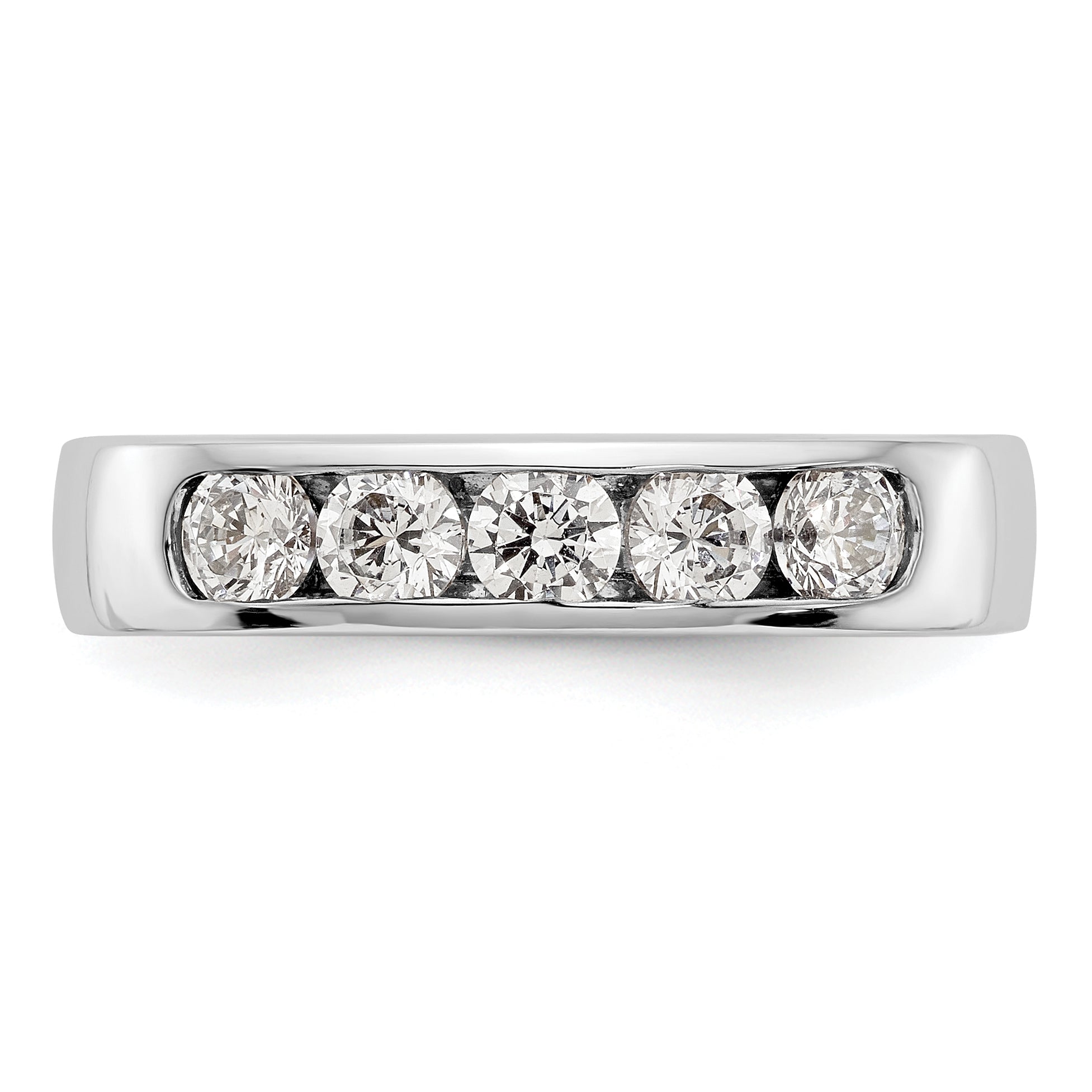 0.75ct. CZ Solid Real 14K White Gold 5-3.4mm Stone Channel Wedding Band Ring