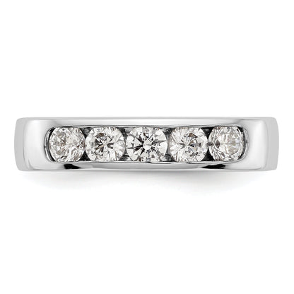 0.75ct. CZ Solid Real 14K White Gold 5-Stone Channel Wedding Band Ring