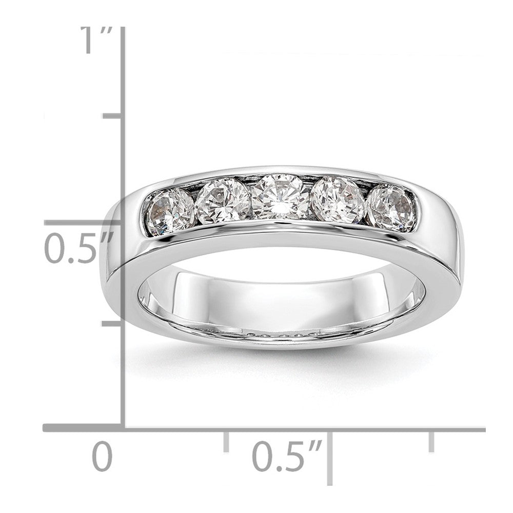 14k White Gold 5-Stone 3/4 carat Round Diamond Complete Channel Band