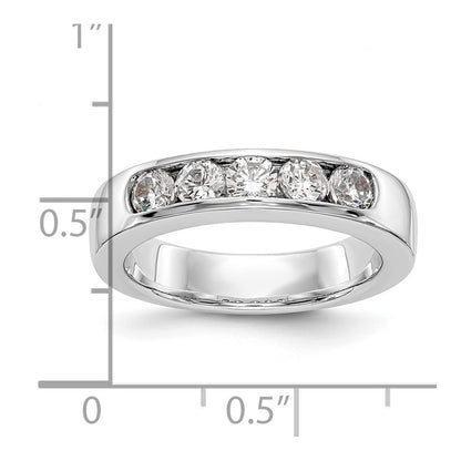 14k White Gold 5-Stone 3/4 carat Round Diamond Complete Channel Band