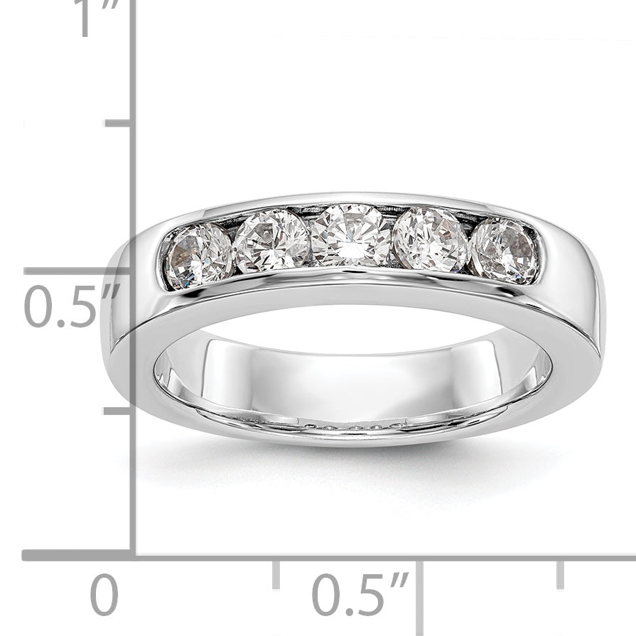0.75ct. CZ Solid Real 14K White Gold 5-3.4mm Stone Channel Wedding Band Ring
