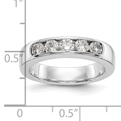 0.75ct. CZ Solid Real 14K White Gold 5-3.4mm Stone Channel Wedding Band Ring