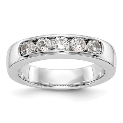 0.75ct. CZ Solid Real 14K White Gold 5-3.4mm Stone Channel Wedding Band Ring
