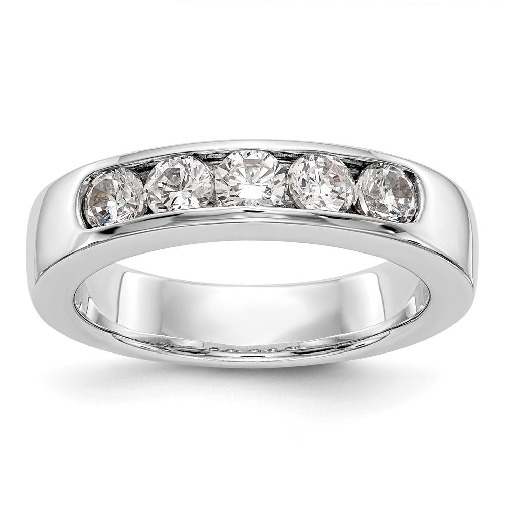 14k White Gold 5-Stone 3/4 carat Round Diamond Complete Channel Band