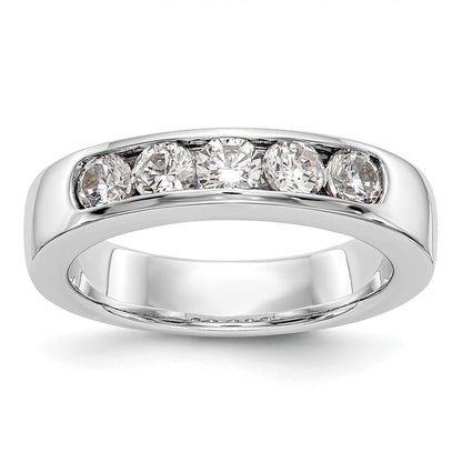 14k White Gold 5-Stone 3/4 carat Round Diamond Complete Channel Band