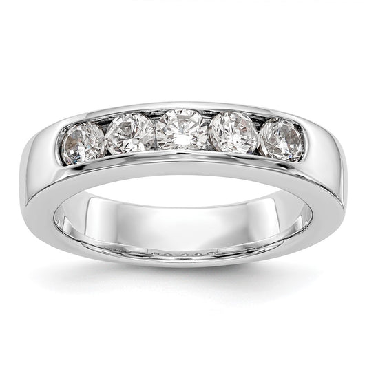 14k White Gold 5-Stone 3/4 carat Round Diamond Complete Channel Band