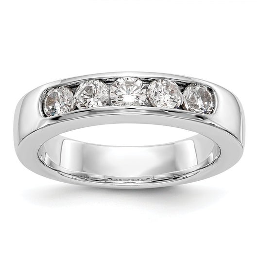 0.75ct. CZ Solid Real 14K White Gold 5-Stone Channel Wedding Band Ring