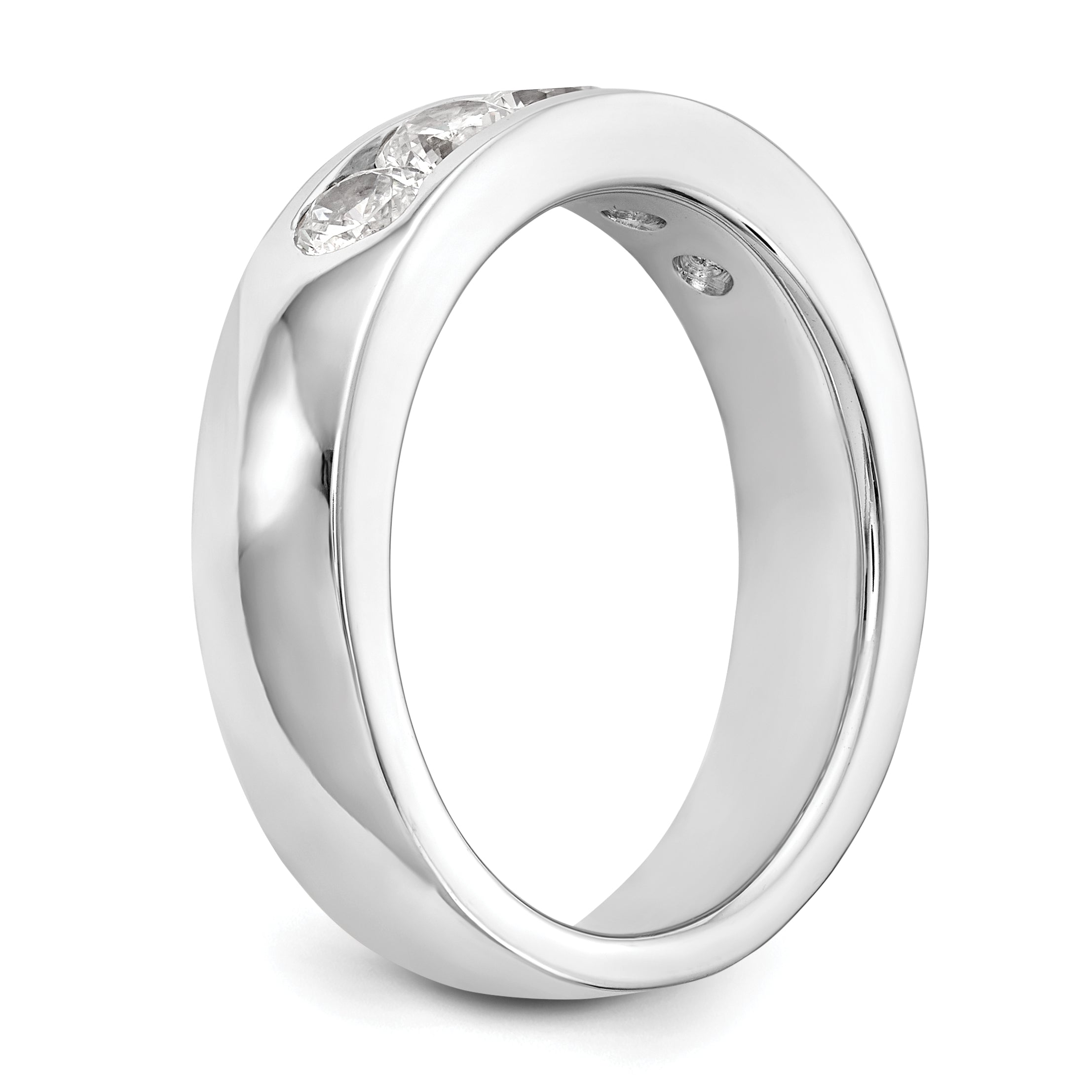 1.00ct. CZ Solid Real 14K White Gold 5-Stone Channel Wedding Band Ring