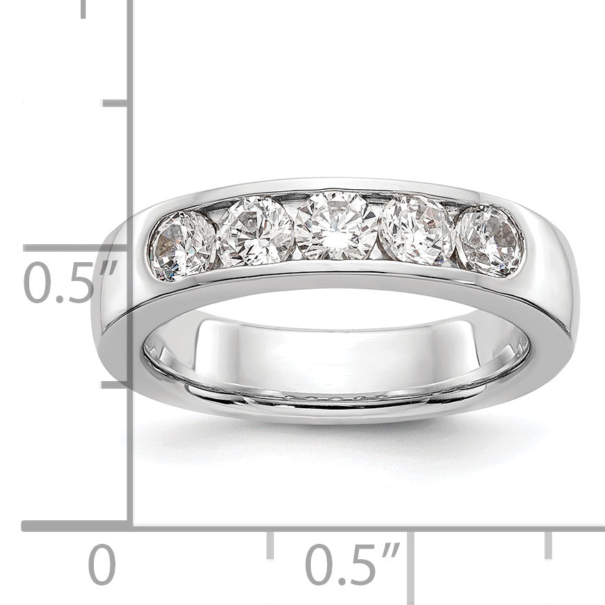 1.00ct. CZ Solid Real 14K White Gold 5-3.7mm Stone Channel Wedding Band Ring