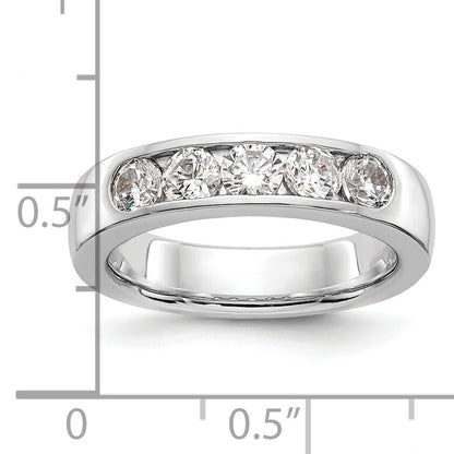 1.00ct. CZ Solid Real 14K White Gold 5-3.7mm Stone Channel Wedding Band Ring