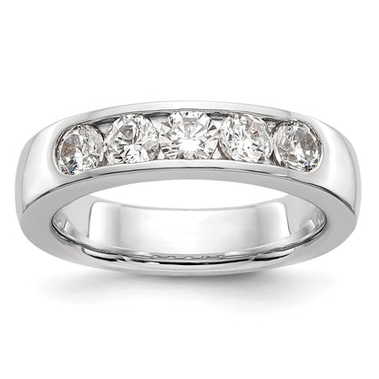 1.00ct. CZ Solid Real 14K White Gold 5-3.7mm Stone Channel Wedding Band Ring