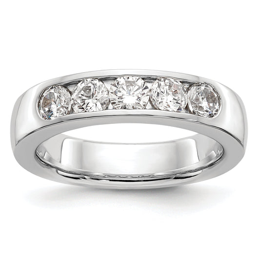 1.00ct. CZ Solid Real 14K White Gold 5-3.7mm Stone Channel Wedding Band Ring