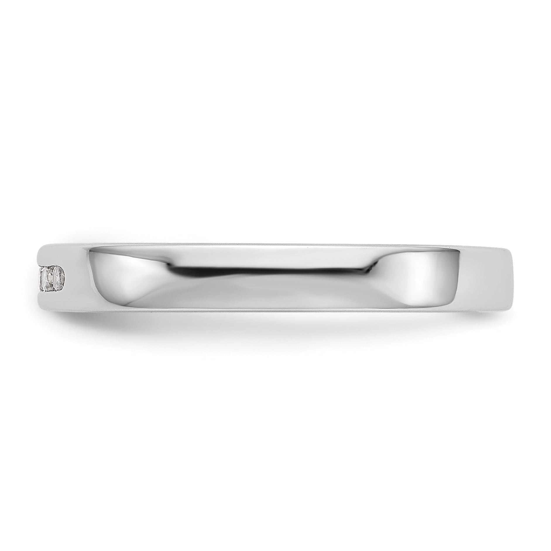 0.09ct. CZ Solid Real 14K White Gold 5-Stone Channel Wedding Band Ring
