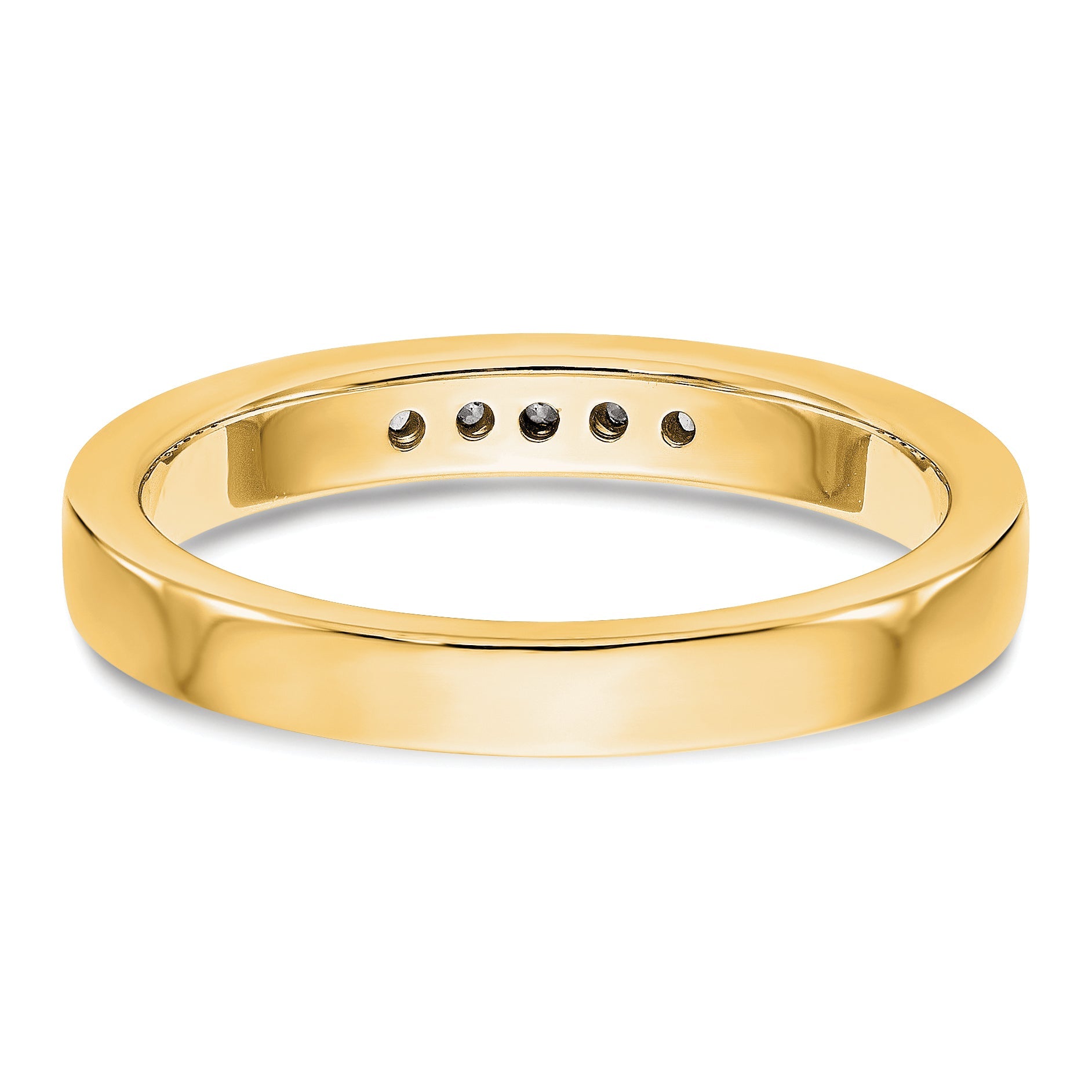 0.09ct. CZ Solid Real 14K Yellow Gold 5-1.6mm Stone Channel Wedding Band Ring