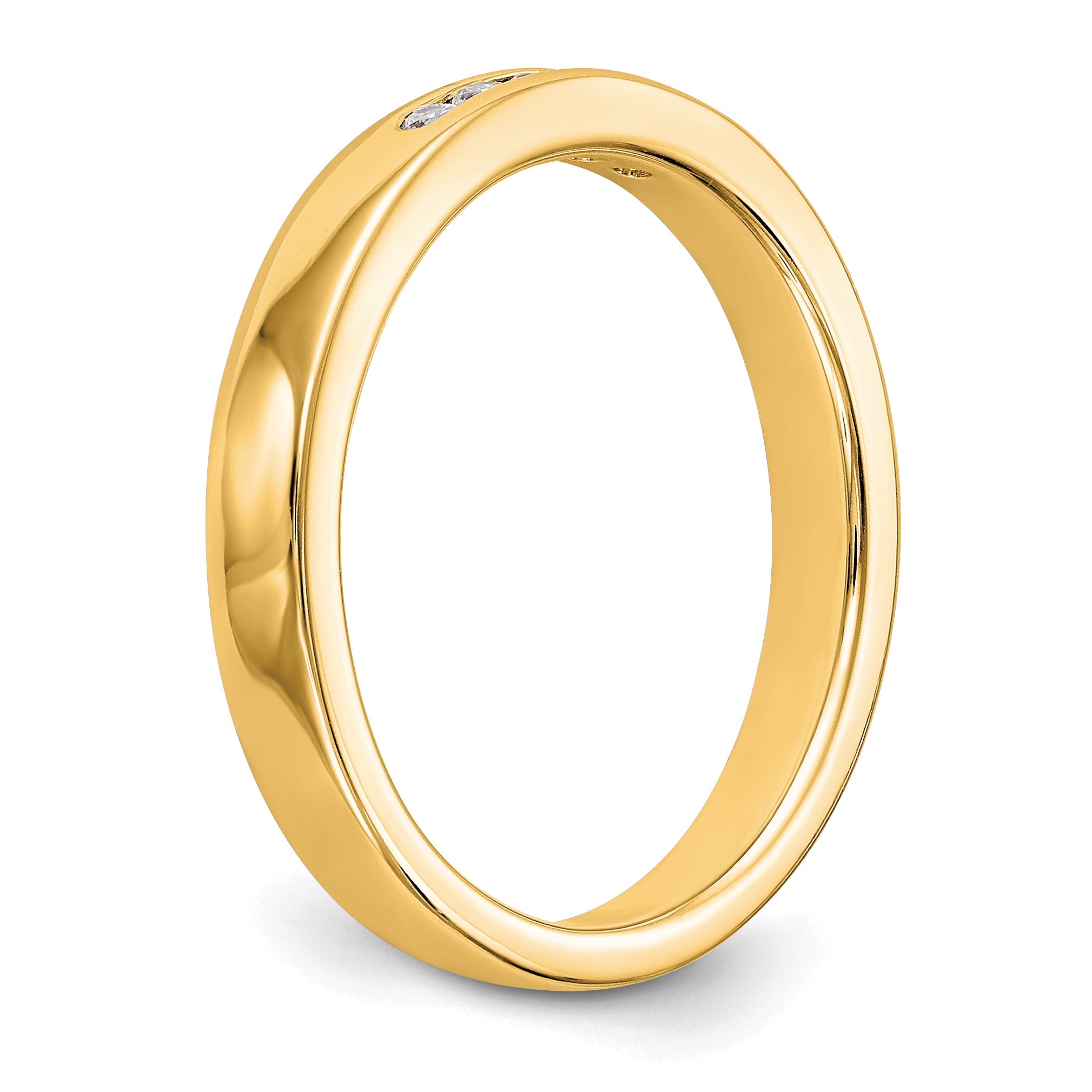 0.09ct. CZ Solid Real 14K Yellow Gold 5-1.6mm Stone Channel Wedding Band Ring