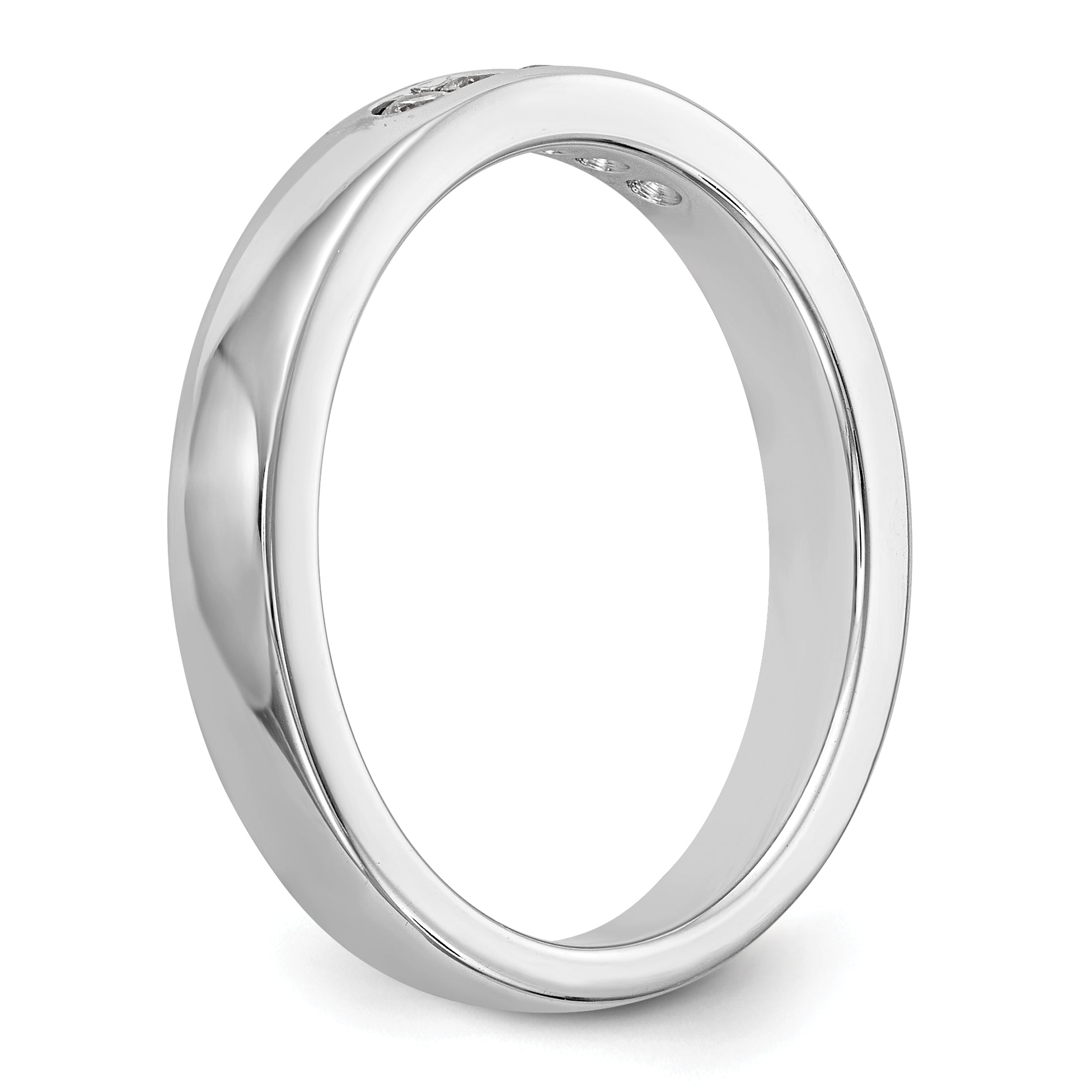 0.14ct. CZ Solid Real 14K White Gold 5-1.9mm Stone Channel Wedding Band Ring