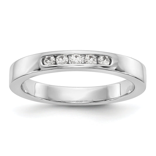 0.14ct. CZ Solid Real 14K White Gold 5-1.9mm Stone Channel Wedding Band Ring