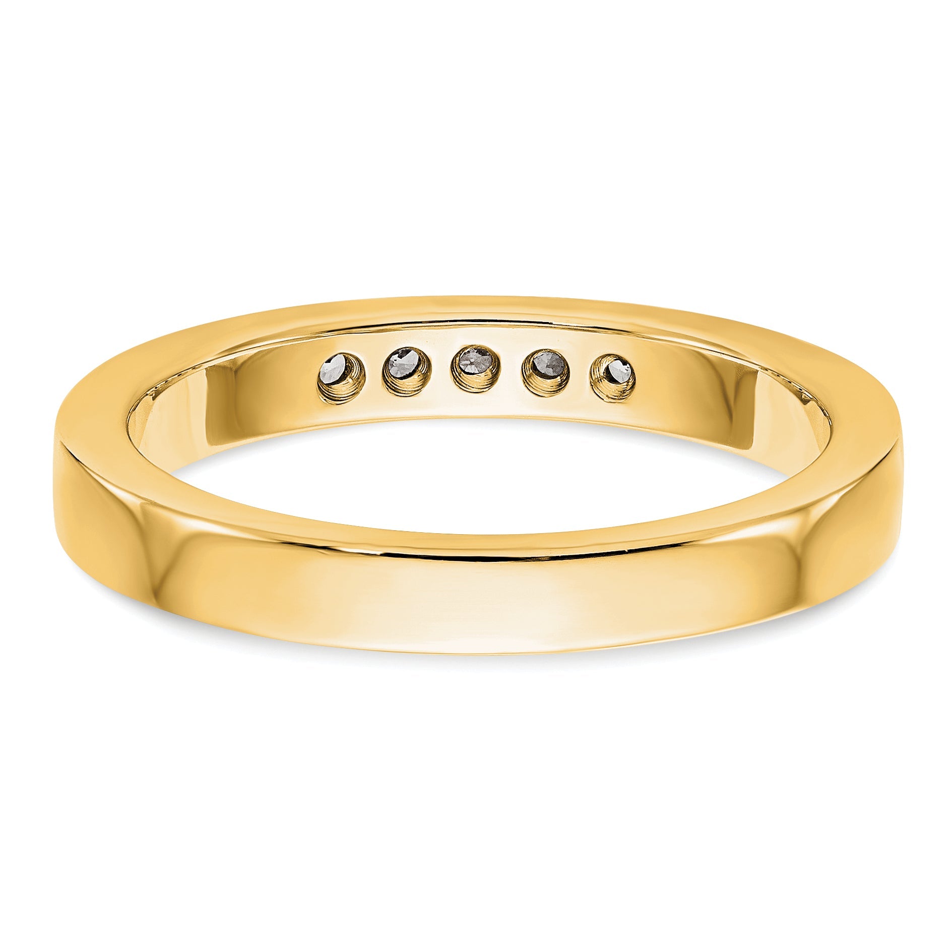 0.14ct. CZ Solid Real 14K Yellow Gold 5-1.9mm Stone Channel Wedding Band Ring