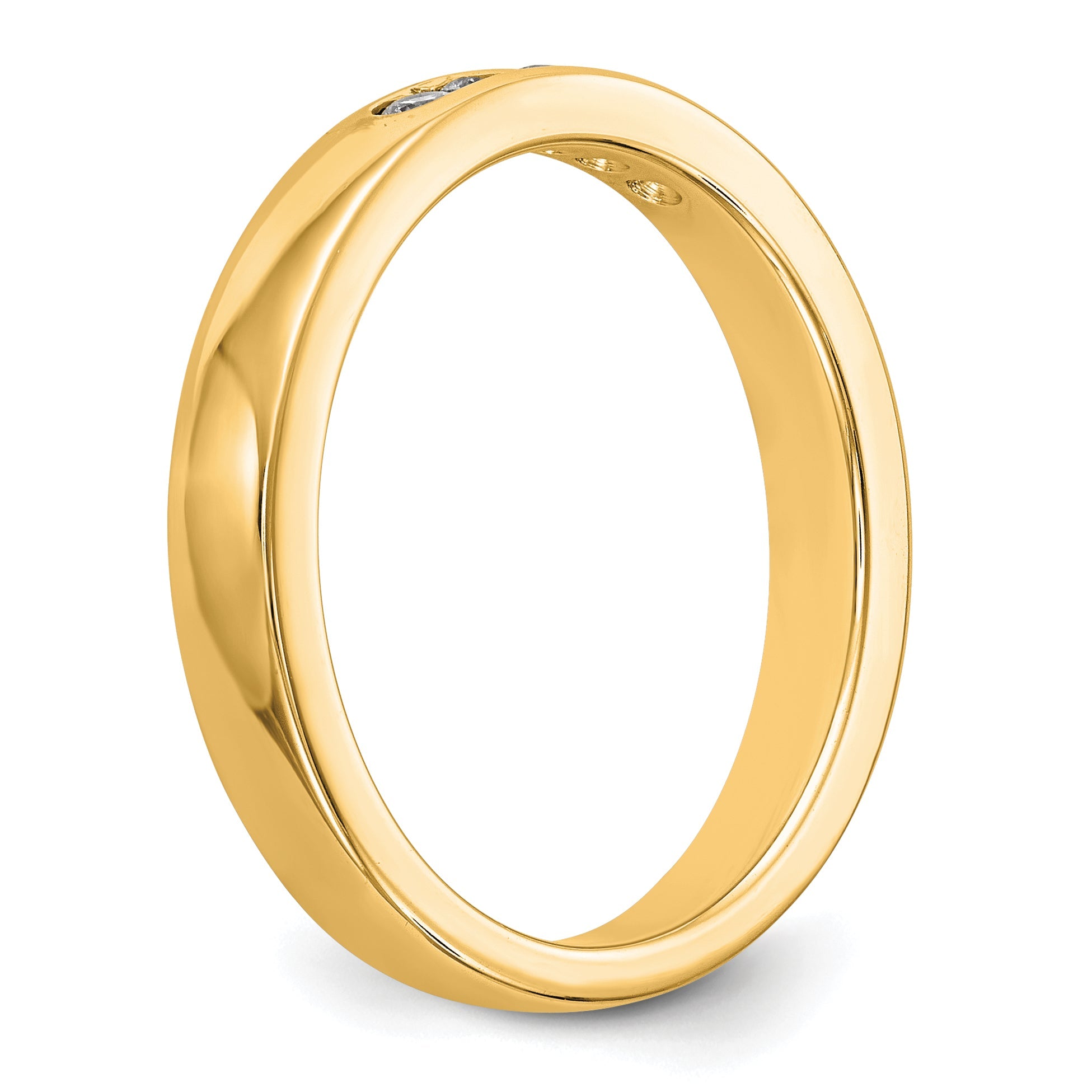 0.14ct. CZ Solid Real 14K Yellow Gold 5-1.9mm Stone Channel Wedding Band Ring