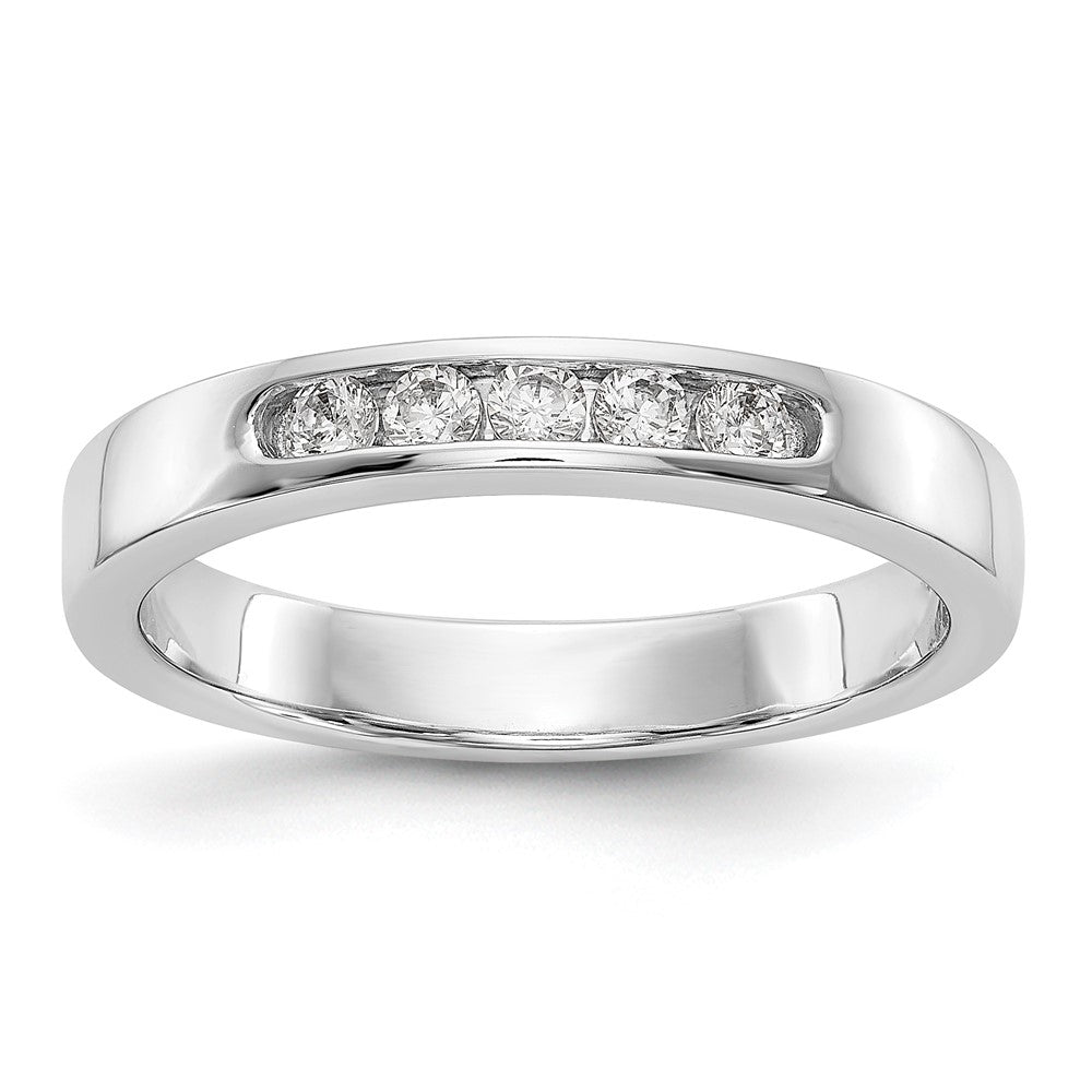 14K White Gold 5-Stone Real Diamond Channel Band
