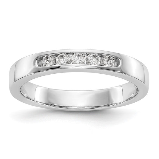 14K White Gold 5-Stone Real Diamond Channel Band