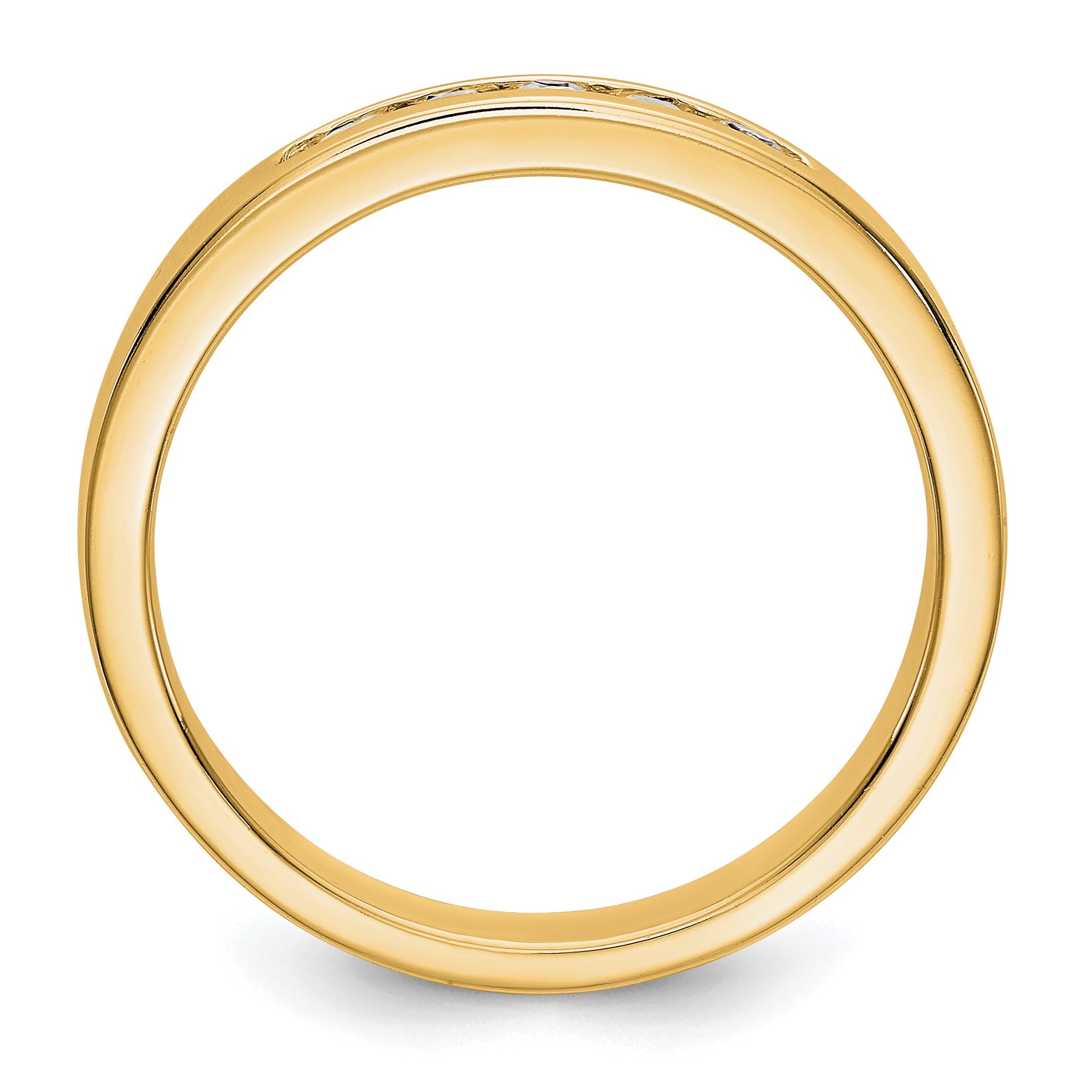 0.20ct. CZ Solid Real 14K Yellow Gold 5-2.1mm Stone Channel Wedding Band Ring