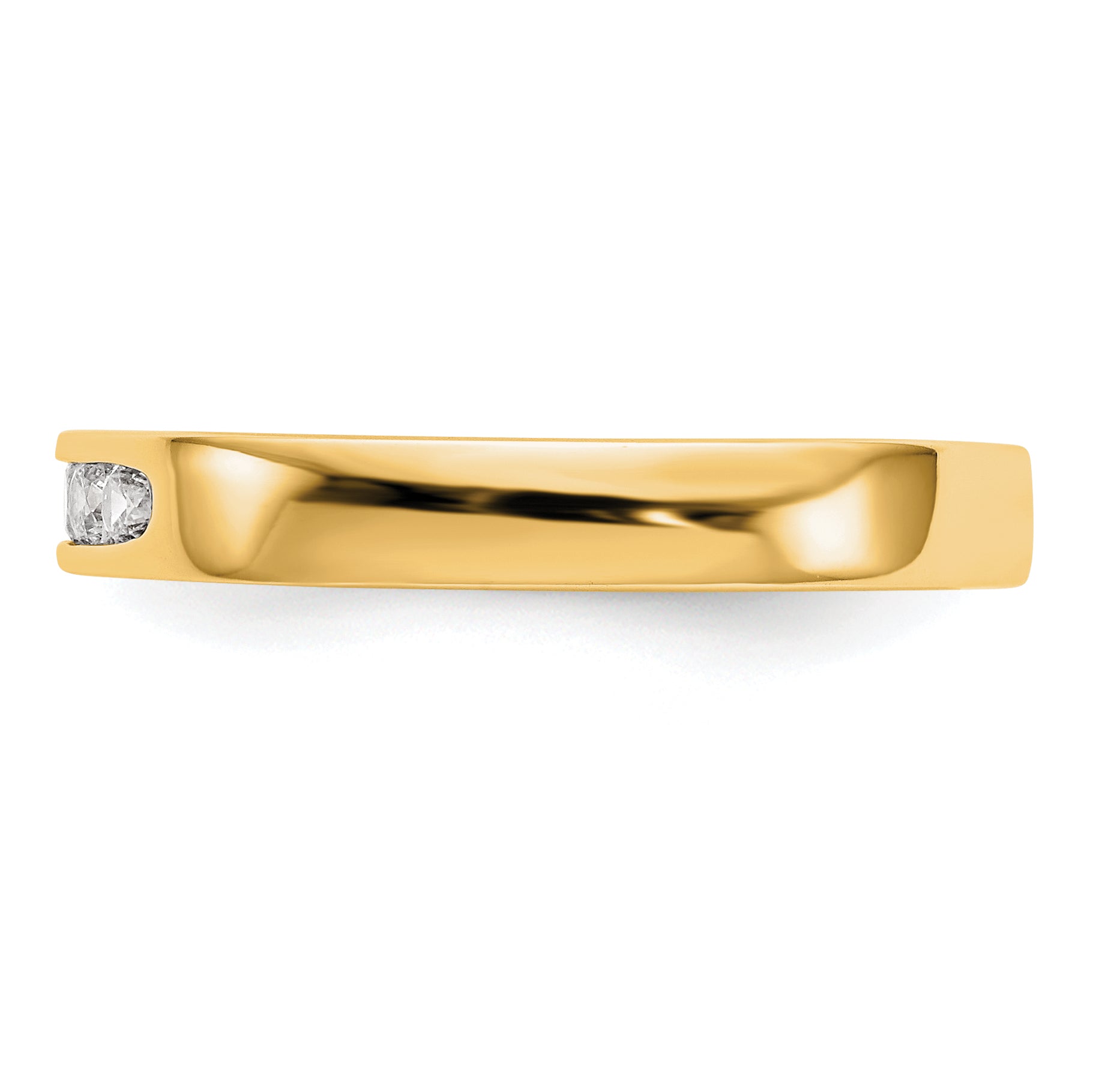 0.20ct. CZ Solid Real 14K Yellow Gold 5-2.1mm Stone Channel Wedding Band Ring