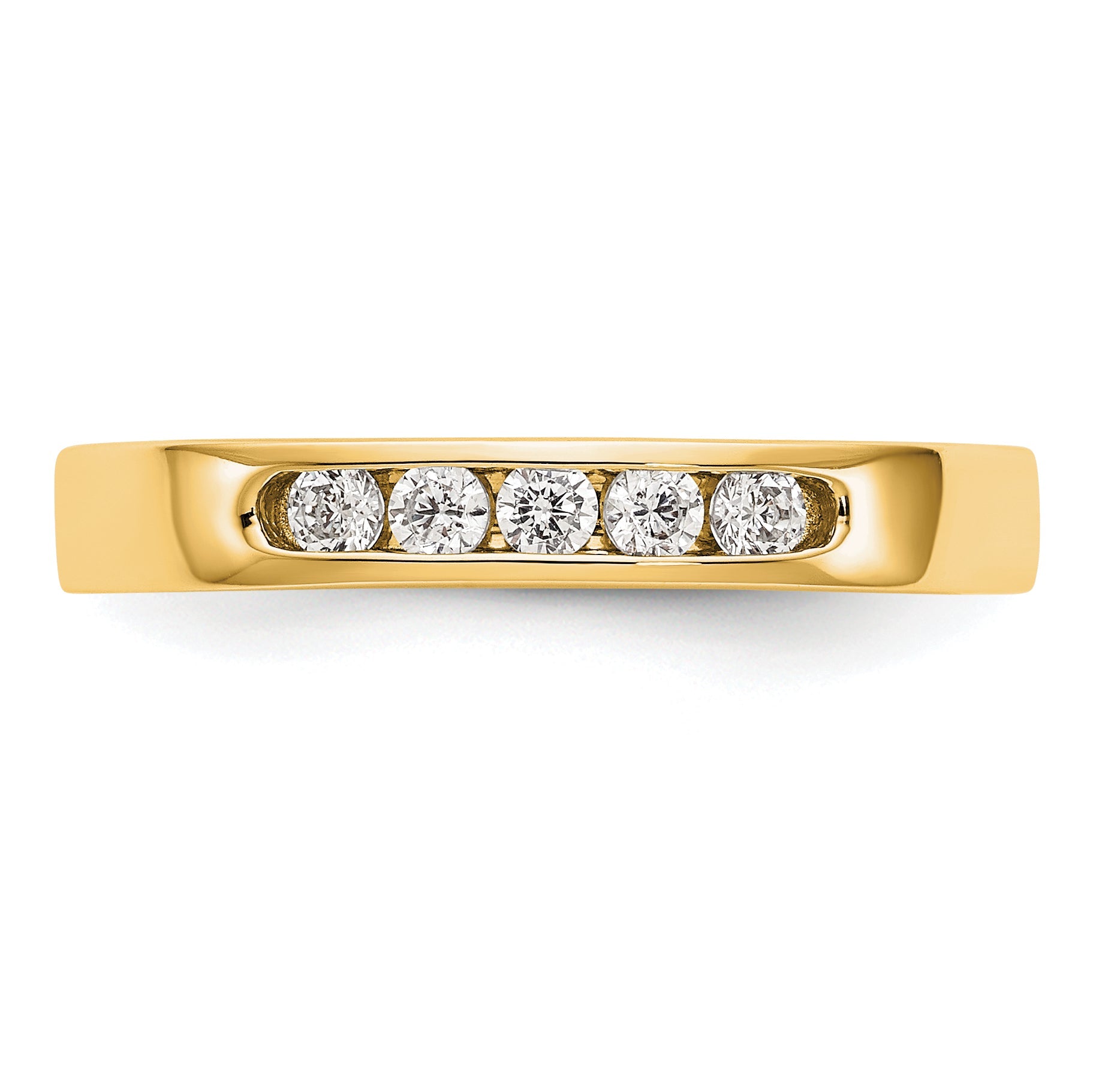 0.20ct. CZ Solid Real 14K Yellow Gold 5-2.1mm Stone Channel Wedding Band Ring
