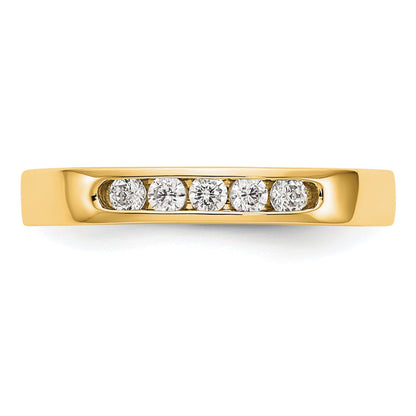 0.20ct. CZ Solid Real 14K Yellow Gold 5-2.1mm Stone Channel Wedding Band Ring