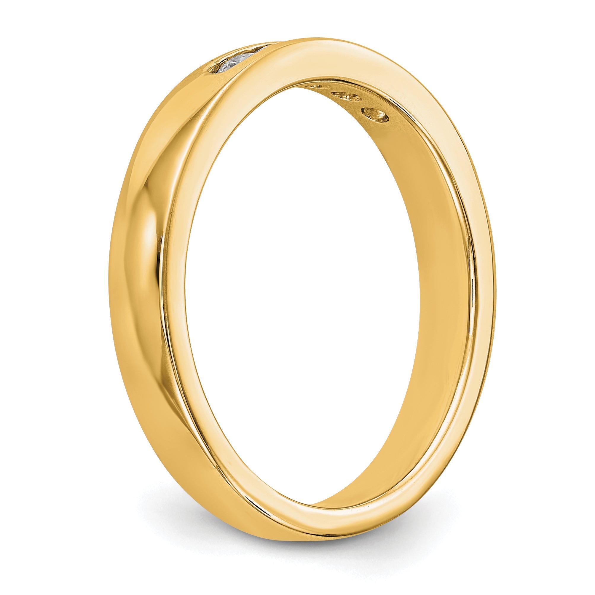 0.20ct. CZ Solid Real 14K Yellow Gold 5-2.1mm Stone Channel Wedding Band Ring