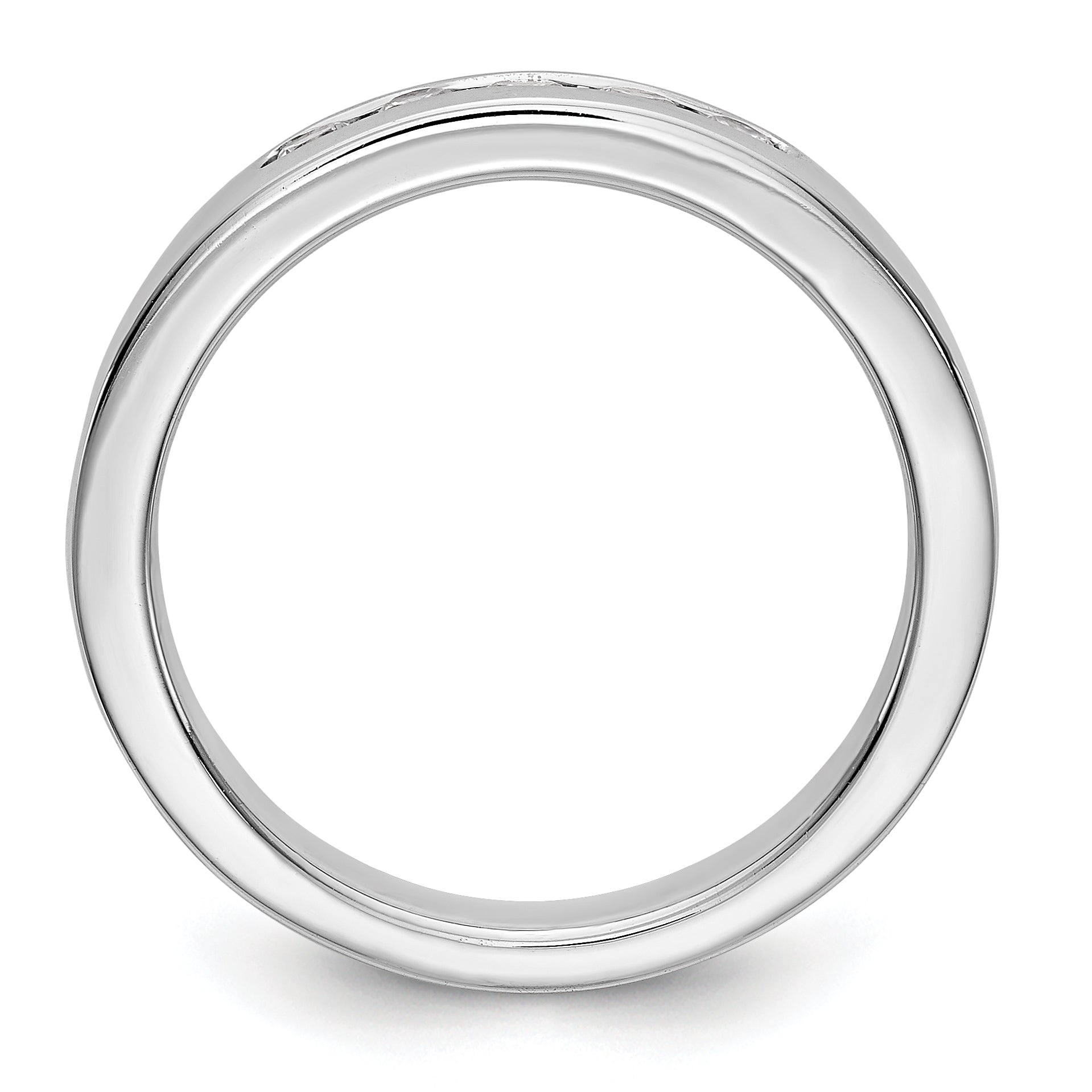 0.25ct. CZ Solid Real 14k White Gold Flat Partial Closed 5-Stone Channel Wedding Band Ring