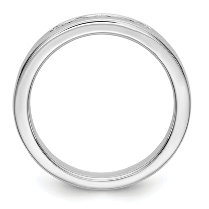 0.25ct. CZ Solid Real 14k White Gold Flat Partial Closed 5-Stone Channel Wedding Band Ring
