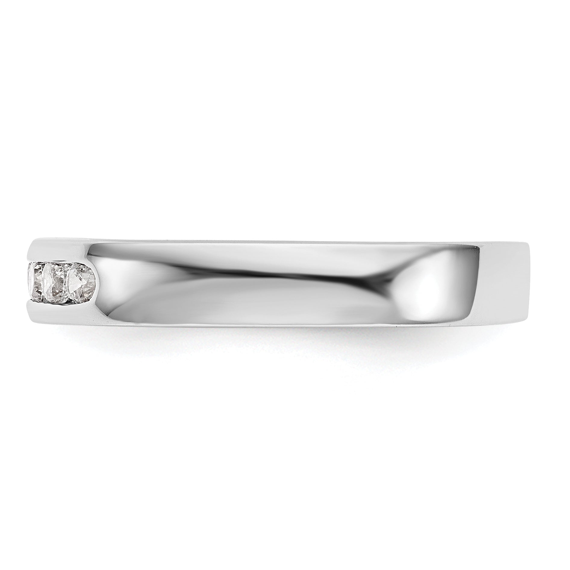 0.25ct. CZ Solid Real 14k White Gold Flat Partial Closed 5-Stone Channel Wedding Band Ring
